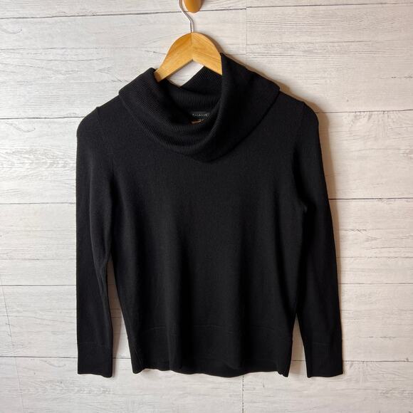 Talbots Sweater Womens Size XS Black Pure 100% Merino Wool Turtle Cowl Neck - Picture 3 of 11